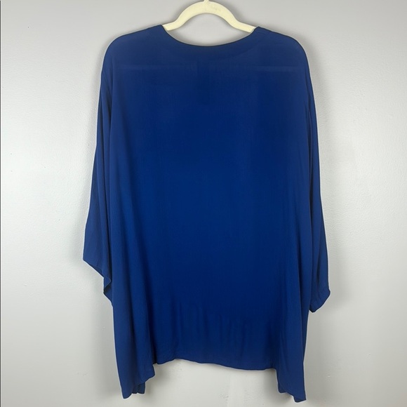 Kaliyana Cobalt Blue Short Kimono with Waterfall Hem and Draped Sleeves Size 1 - Picture 10 of 11